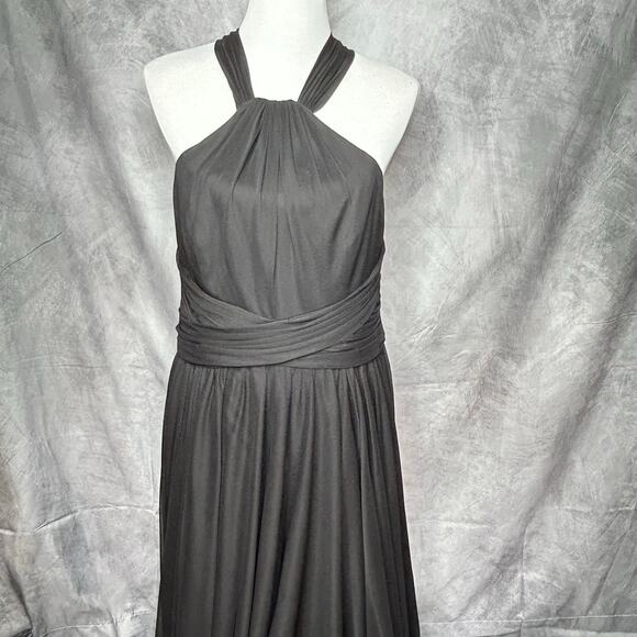 David's Bridal Ball Gown Dress Women Sz 14 Halter Maxi Black Formal Occasion - Picture 2 of 13